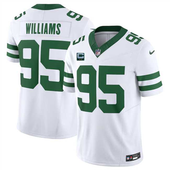 Men & Women & Youth New York Jets #95 Quinnen Williams White 2024 F.U.S.E. With 2-Star C Patch Vapor Limited Throwback Stitched Jersey